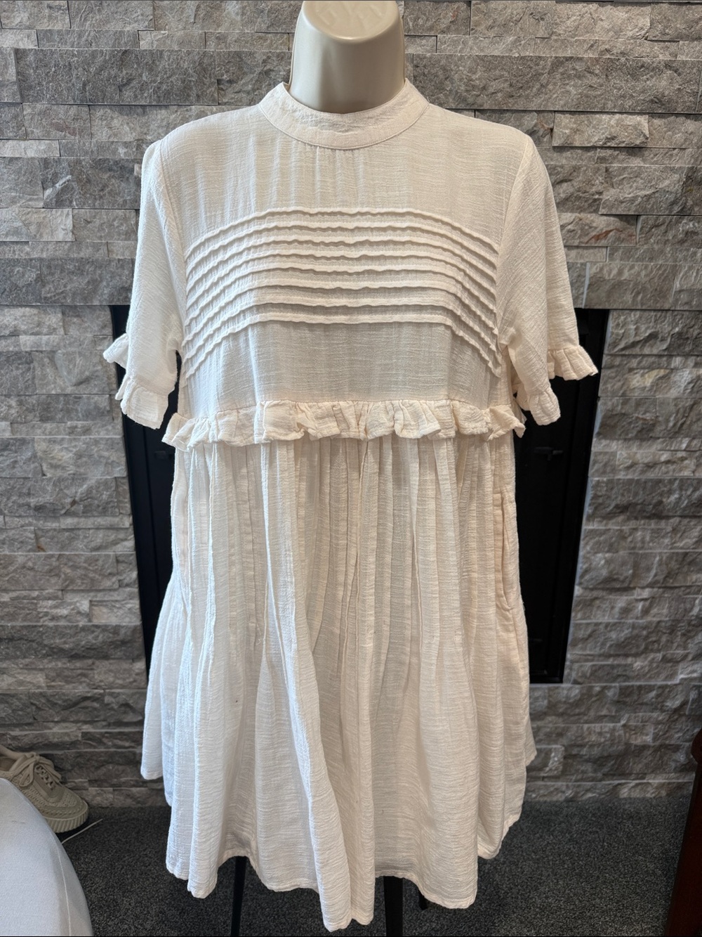 Free People Quiet Solitude Cream Mini Dress - Picture 2 of 4